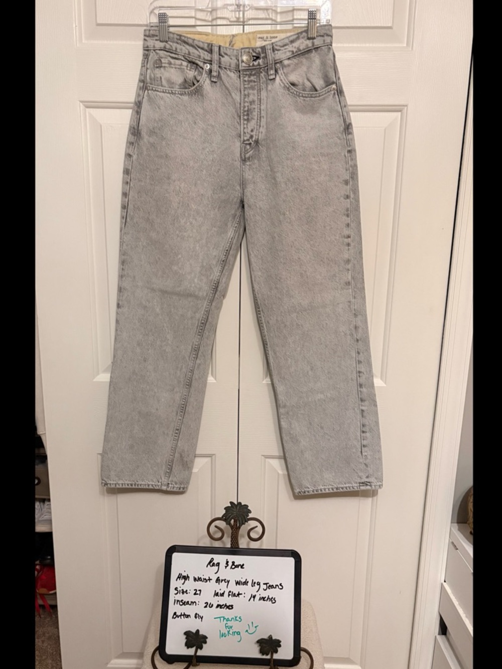 Rag & Bone High-Waisted Grey Wide-leg Jeans